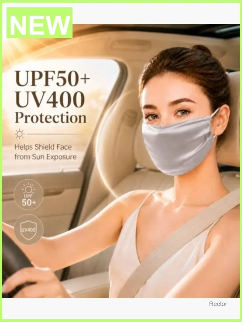 100% Mulberry Silk Face Mask, UPF50+ UV400 Sun Protection, Breathable for